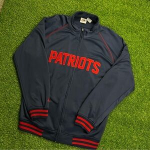 Majestic Red and Blue Varsity Bomber Jacket with Ribbed Details‎